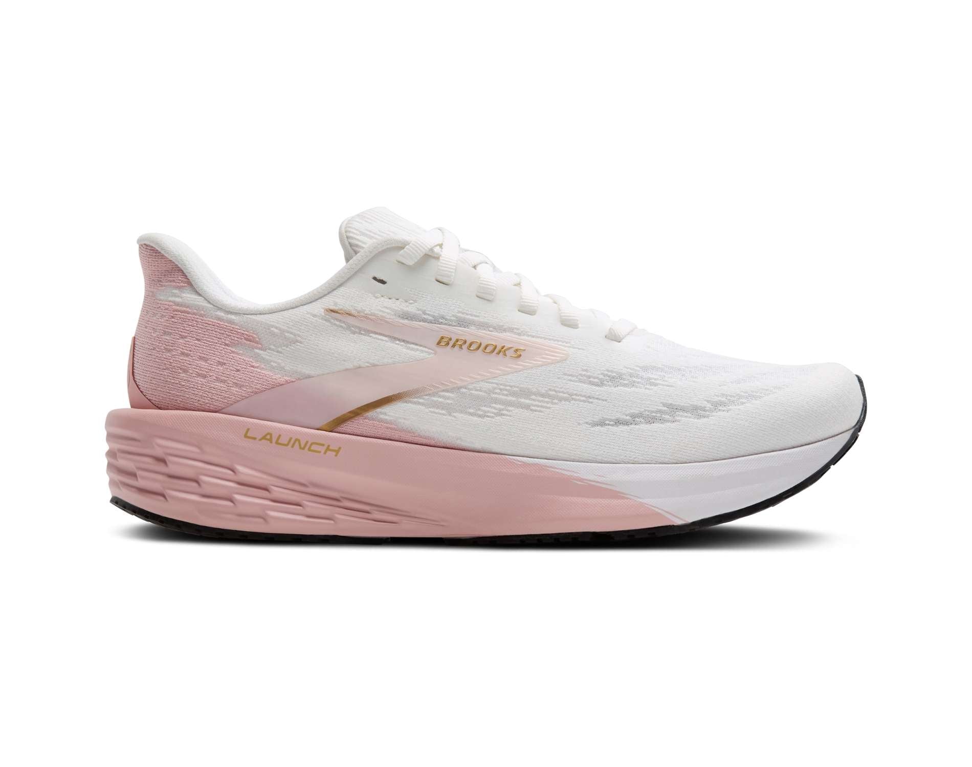 brooks-launch-11-womens-b-white-gold-pink-01-3 Brooks Launch 11 Womens Running Shoes - Image 1
